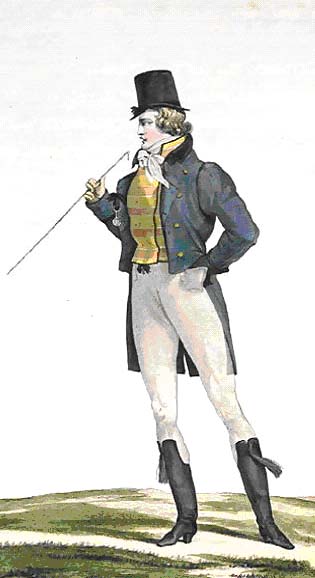 Aristocrate en botte de cuir redingote et gilet